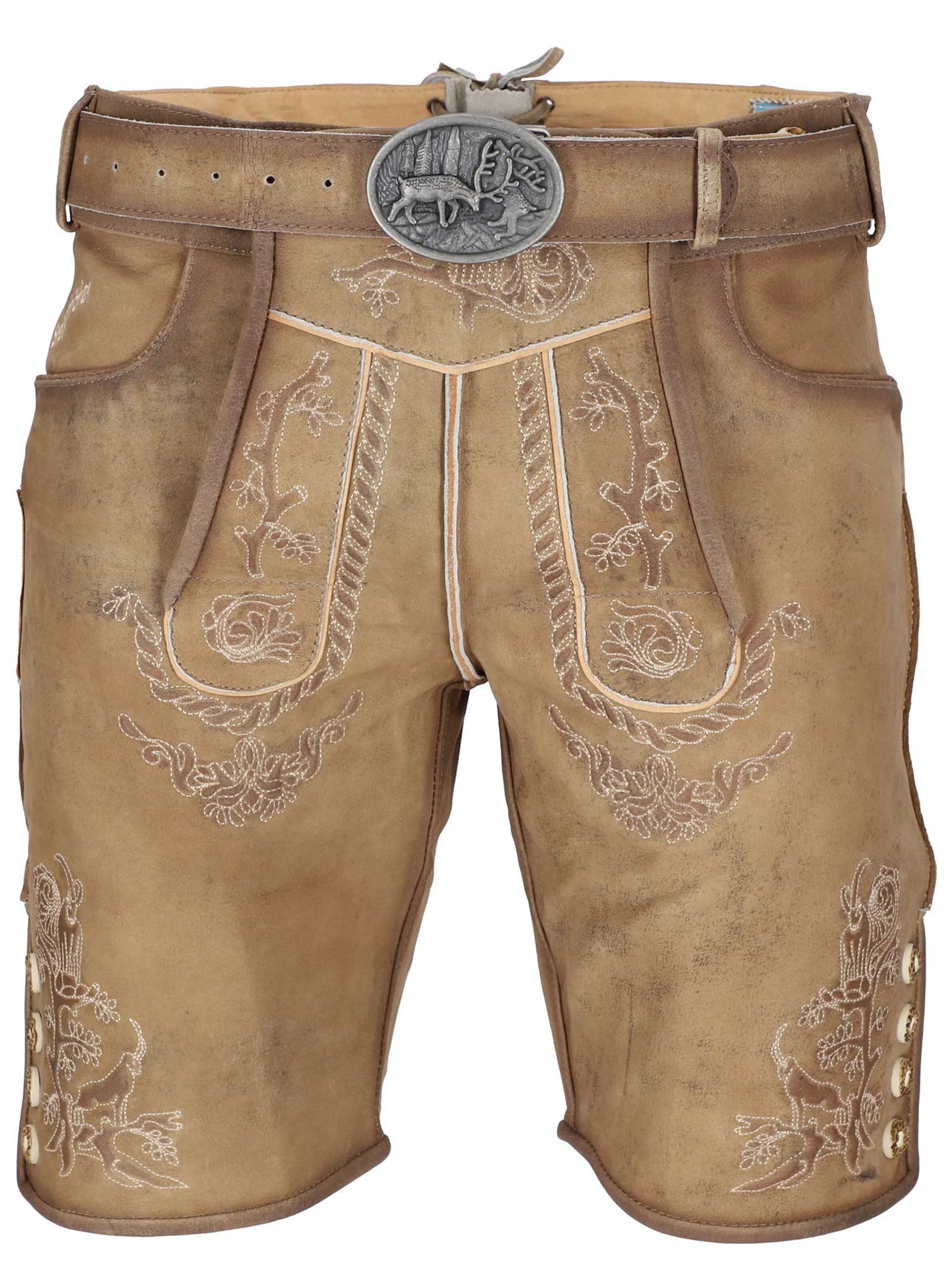 Steigenhöfer Regular Traditional Pants 'Lederhose Herren Franz' in Brown: front