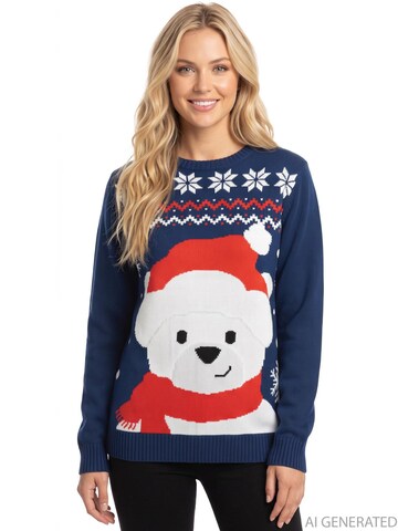 United Labels Sweater 'Weihnachtspullover Eisbär' in Blue: front