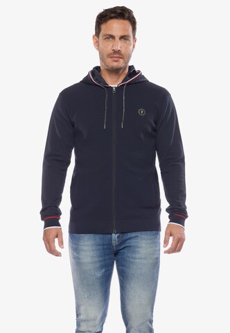 Le Temps Des Cerises Zip-Up Hoodie in Blue: front