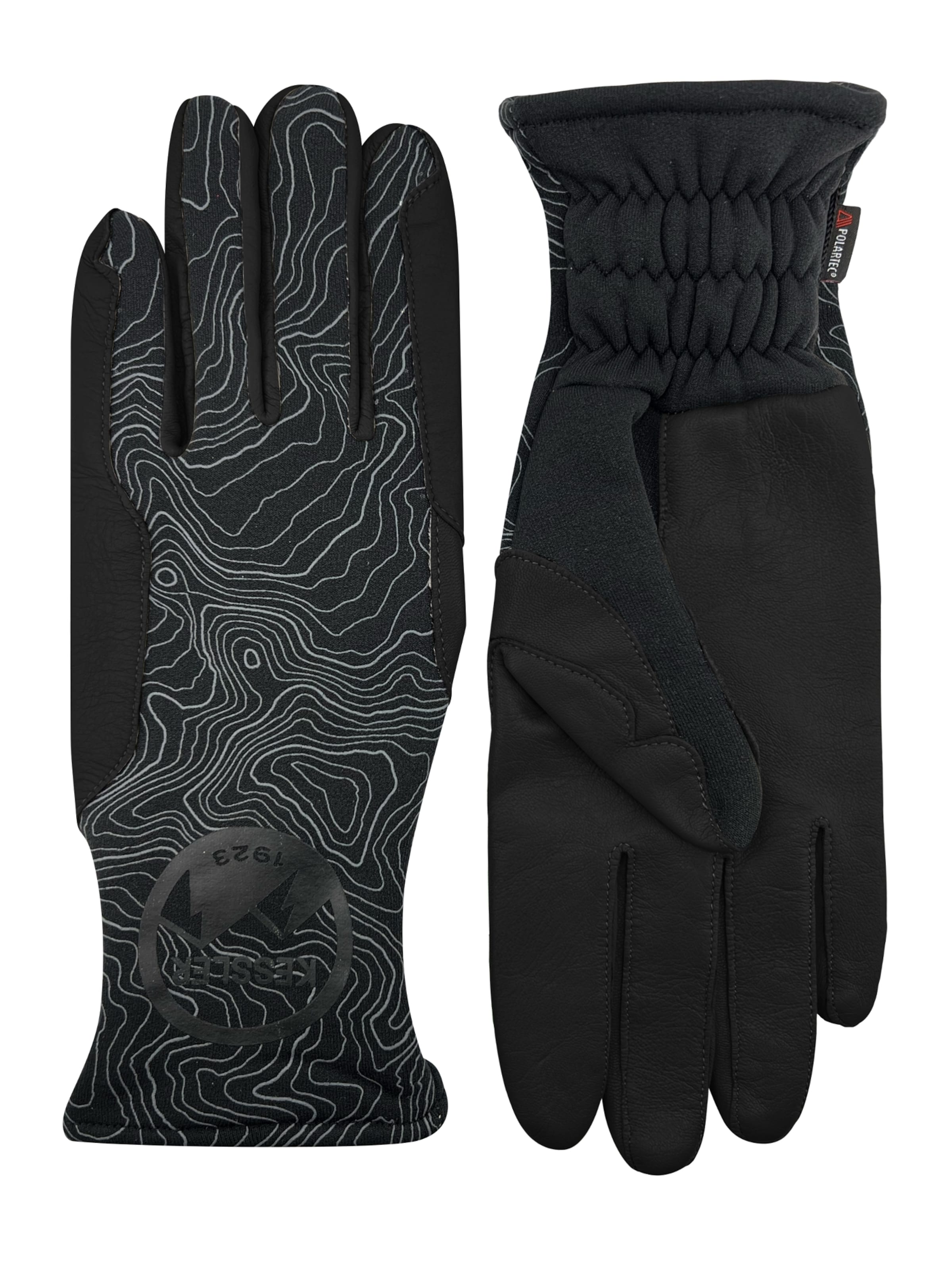KESSLER Full Finger Gloves in Black: front
