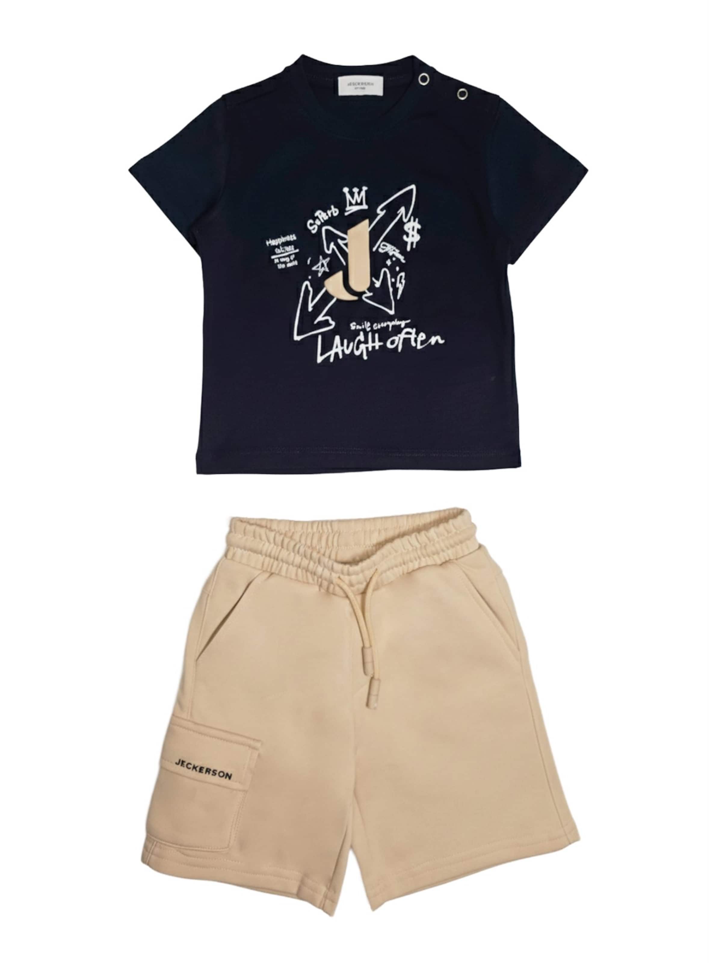 Set 'Completo blu-beige per neonato' Jeckerson en bleu : devant