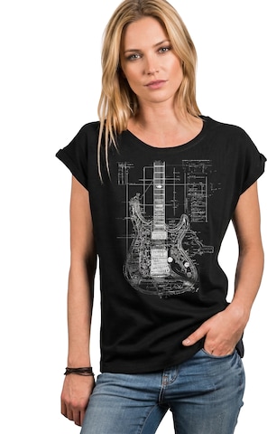 MAKAYA Shirt 'Guitar BluePrint' in Black: front