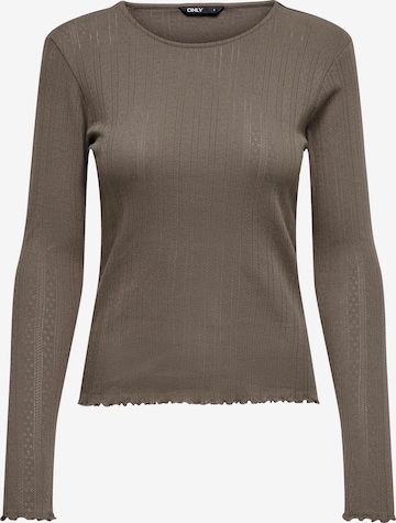 ONLY Shirt 'ONLCARLOTTA L/S TOP NOOS JRS' in Braun: Vorderseite