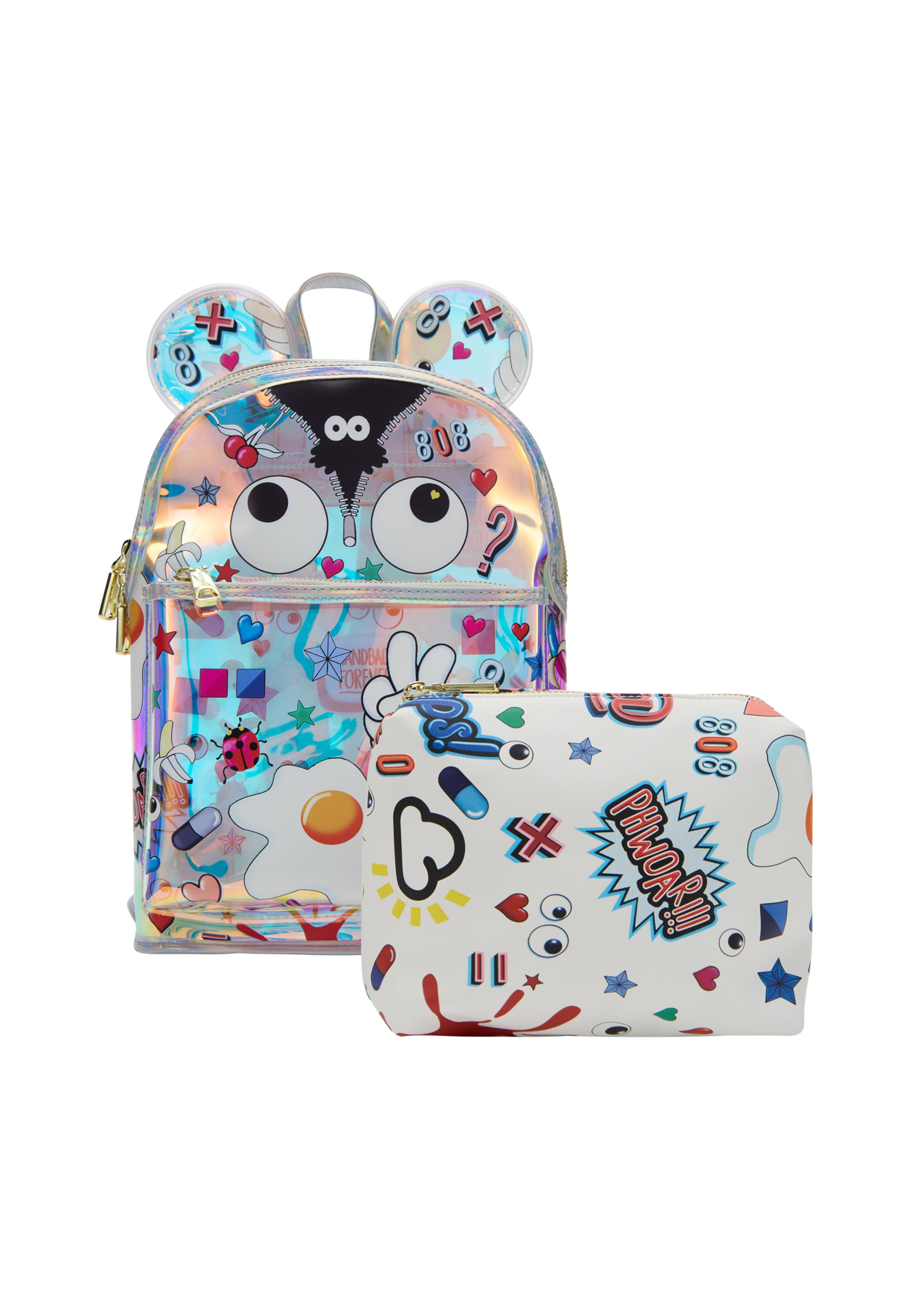 MYMO - Mochila 'Pop Eyetheme' en plata: frente
