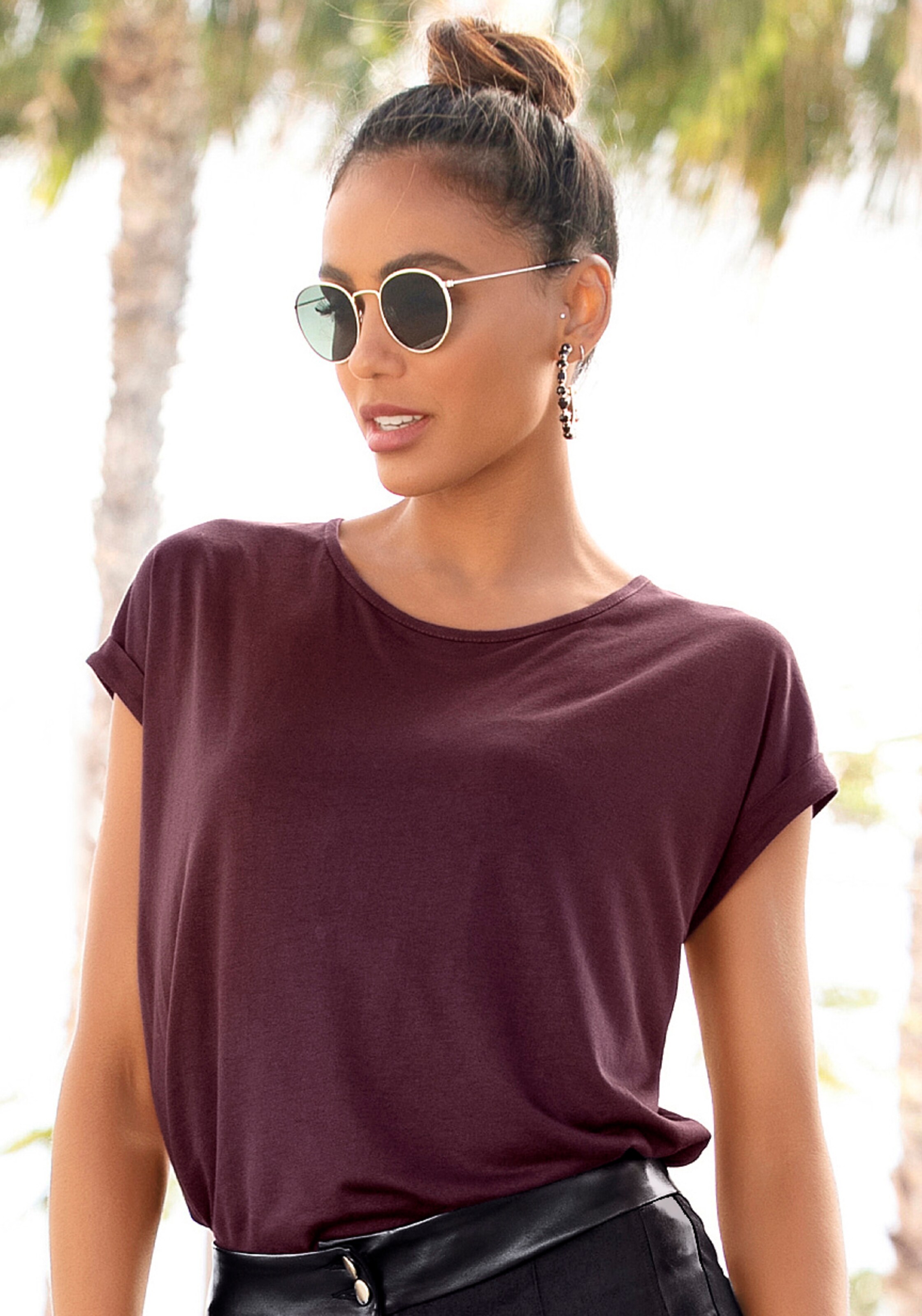 LASCANA Shirt in Aubergine | ABOUT YOU