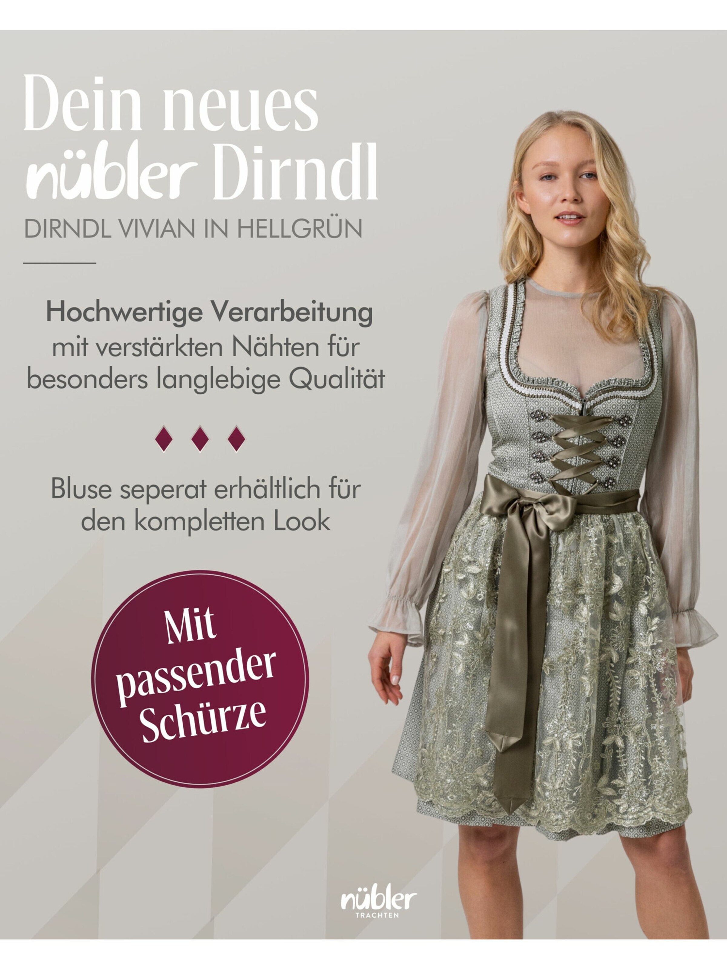 Trachtenhof Nübler Dirndl 'Dirndl mini Vivian' in Green