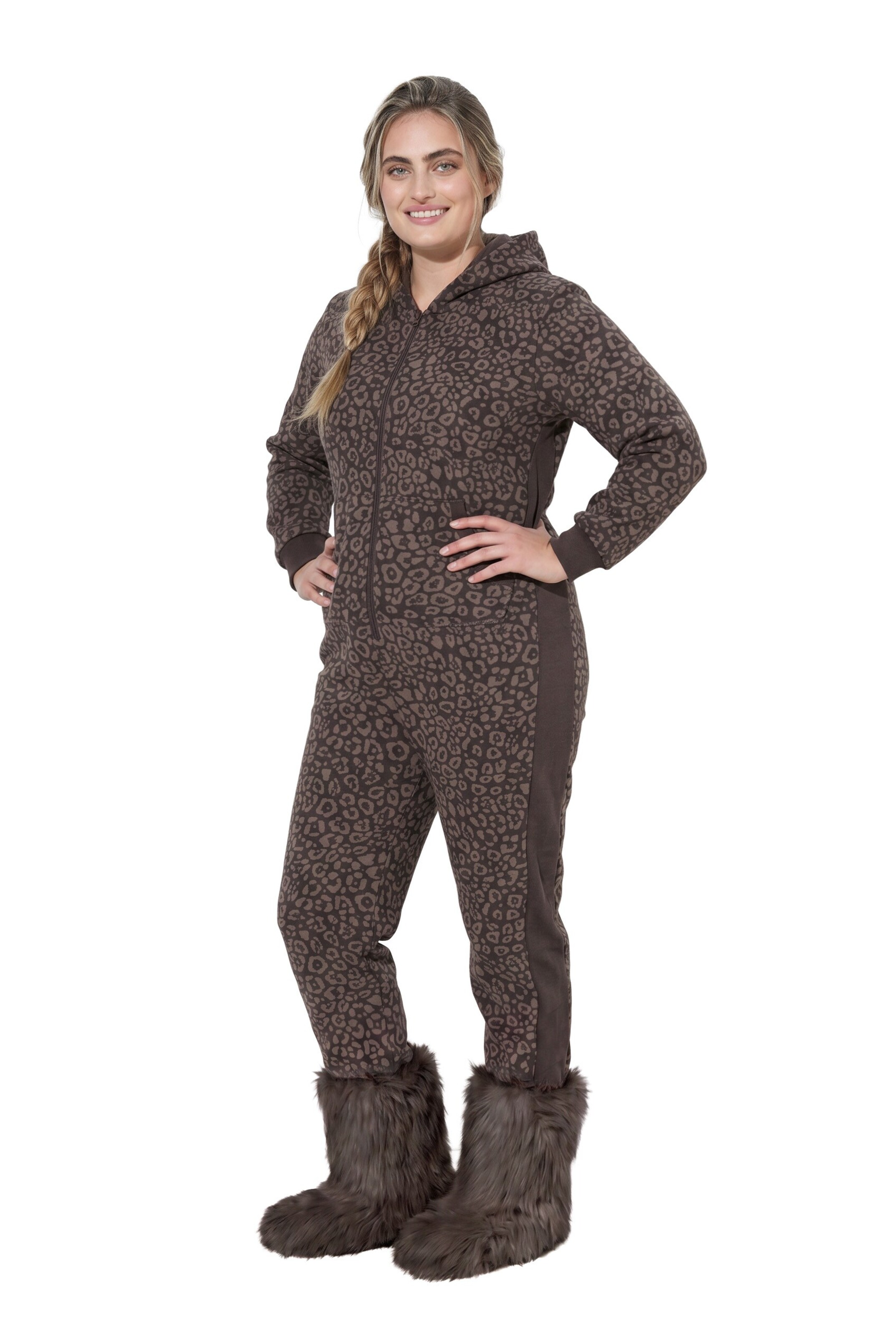 Ulla Popken Jumpsuit in Bruin: voorkant