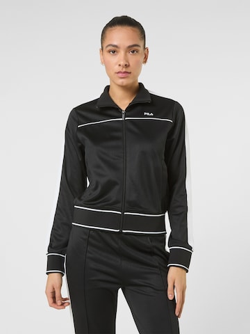 FILA Sweatvest 'MICHI regular cropped taped track jacket' in Zwart: voorkant