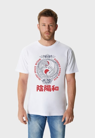 Oldskull Shirt 'Asian Yin Yang Unity Graphic' in White: front