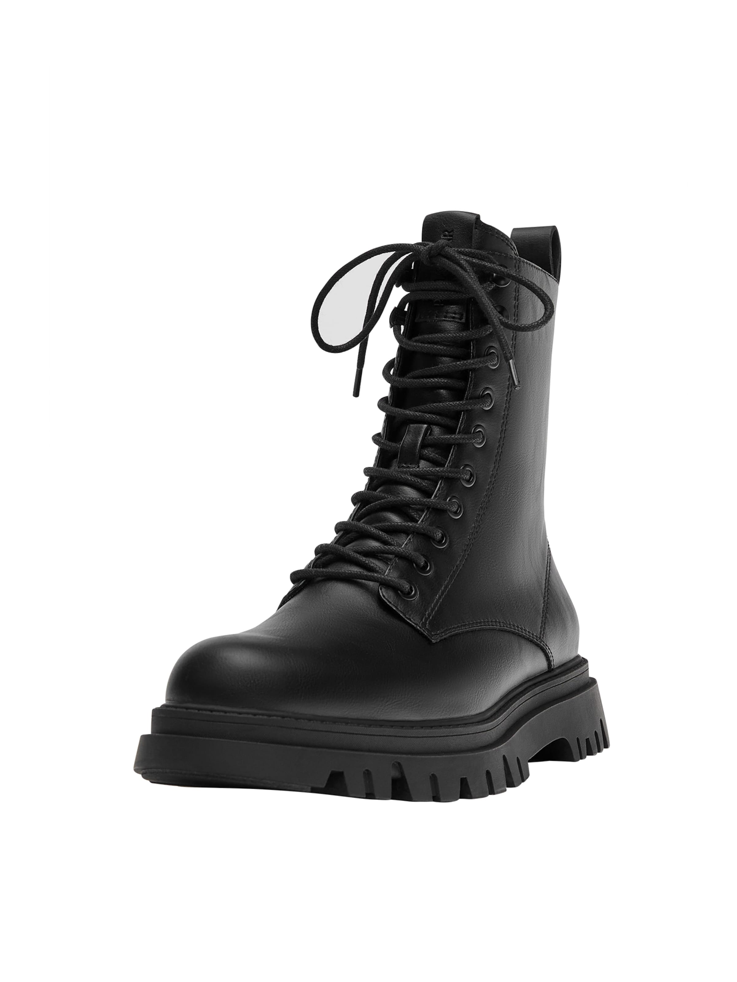 Pull&Bear Šnurovacie čižmy - Čierna: predná strana