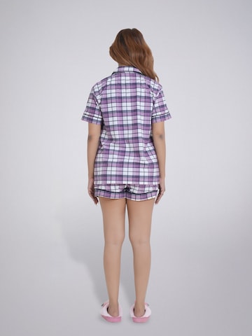 LEAFLETIC Shorty 'Leafletic Women’s Check Night Wear Short Set for Women'‌‌‌‌‌‌‌ in Lila