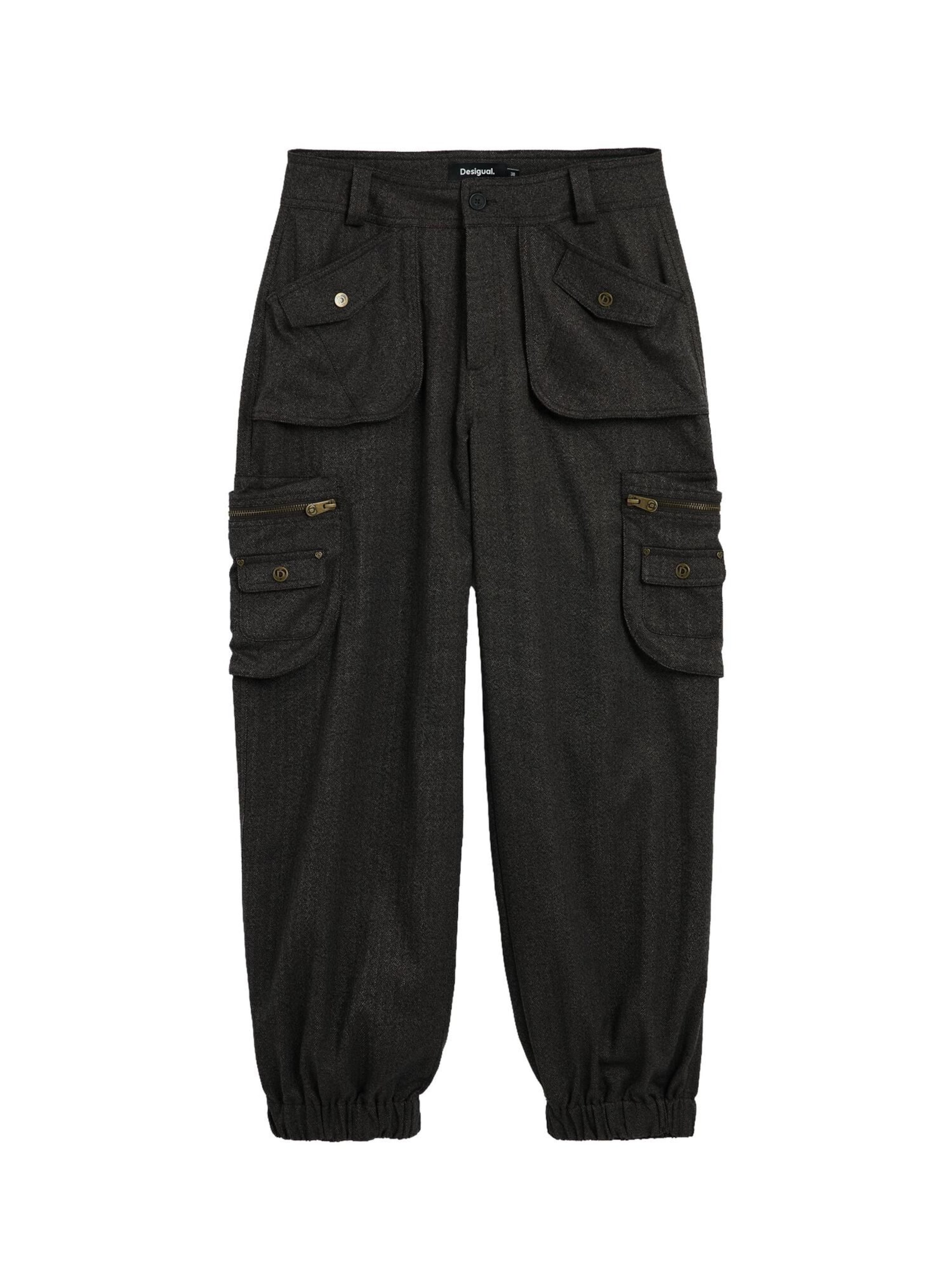 Desigual Tapered Παντελόνι cargo σε μαύρο: μπροστά