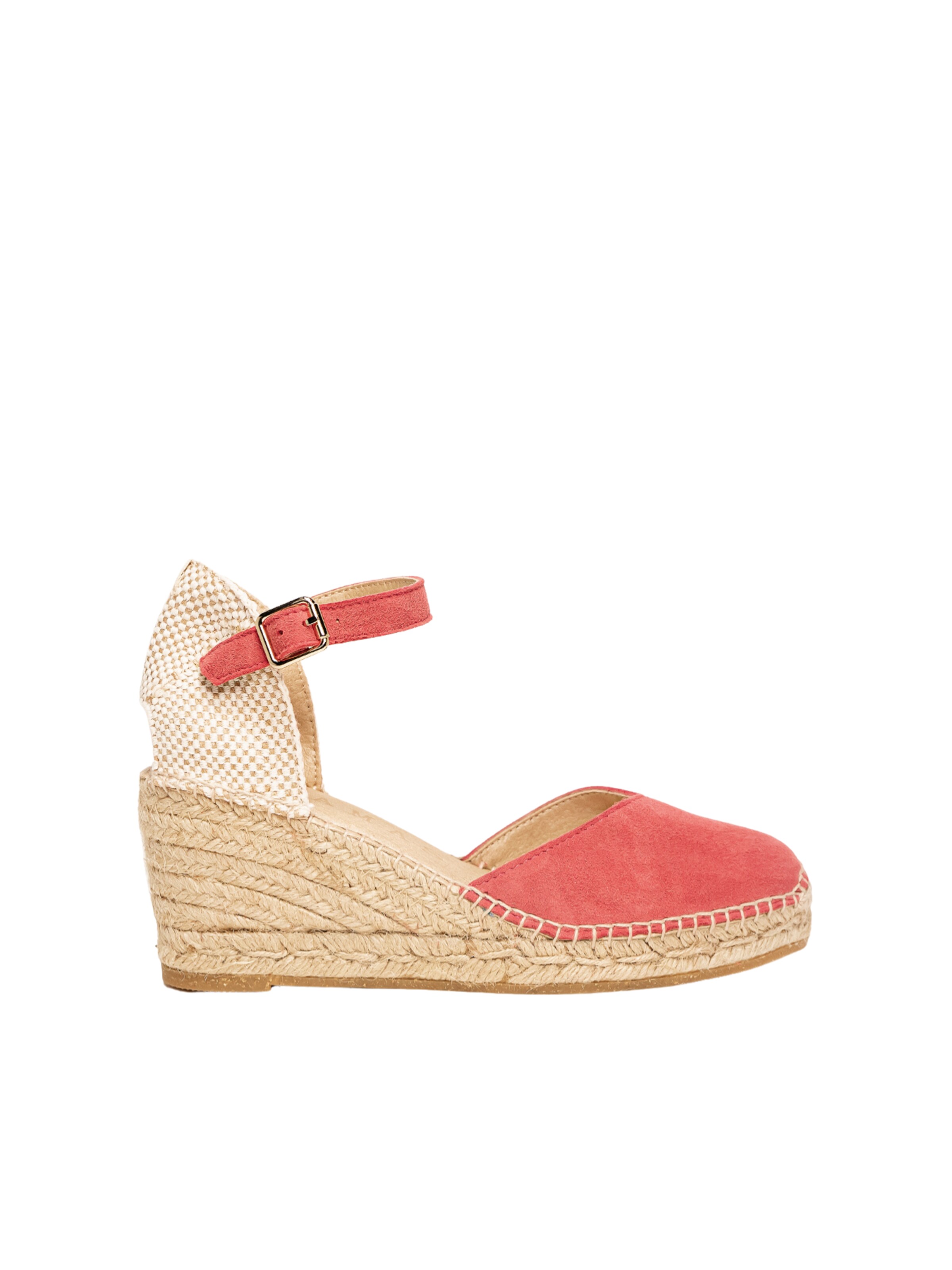 Alhamas - Sandalias con hebilla 'Alpargata Cuña 7 cm' en rosa: frente
