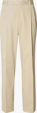 BOSSregular Hlače s naborima 'C-Pat-BB-DPL-262' - bež boja: prednji dio