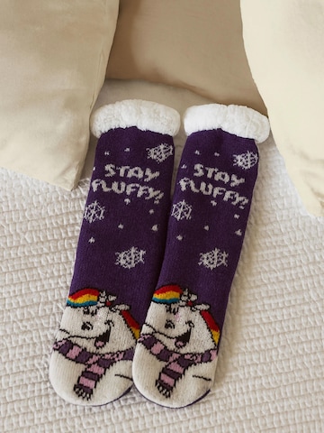 pummel & friends Socken 'Hüttensocken Pummeleinhorn Stay Fluffy'‌‌‌ in Lila