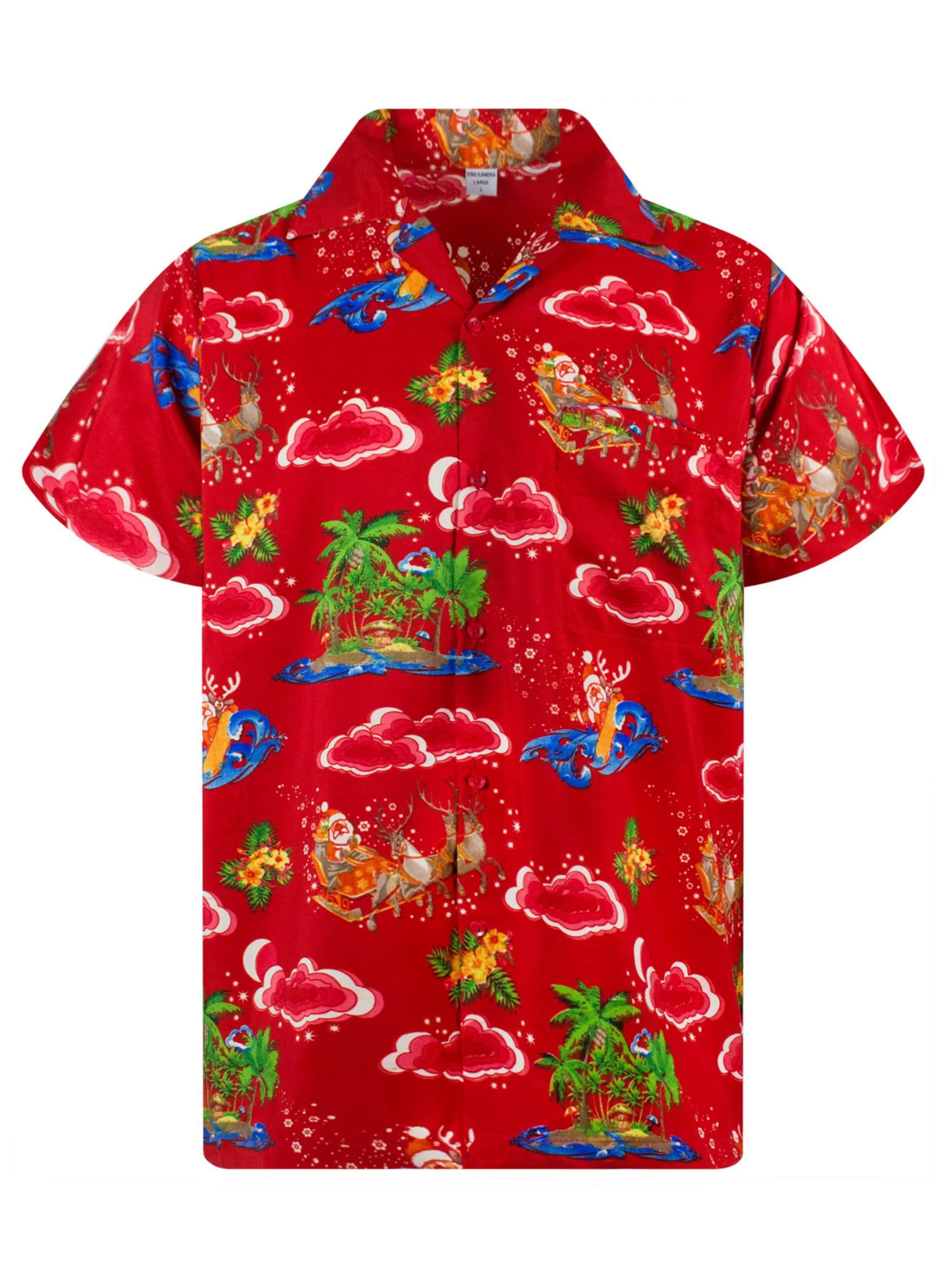King Kameha Hemd 'Christmas Island'‌‌‌‌‌‌‌‌ in Rot: Vorderseite