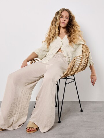 Wide Leg Pantalon Apricot en beige : devant
