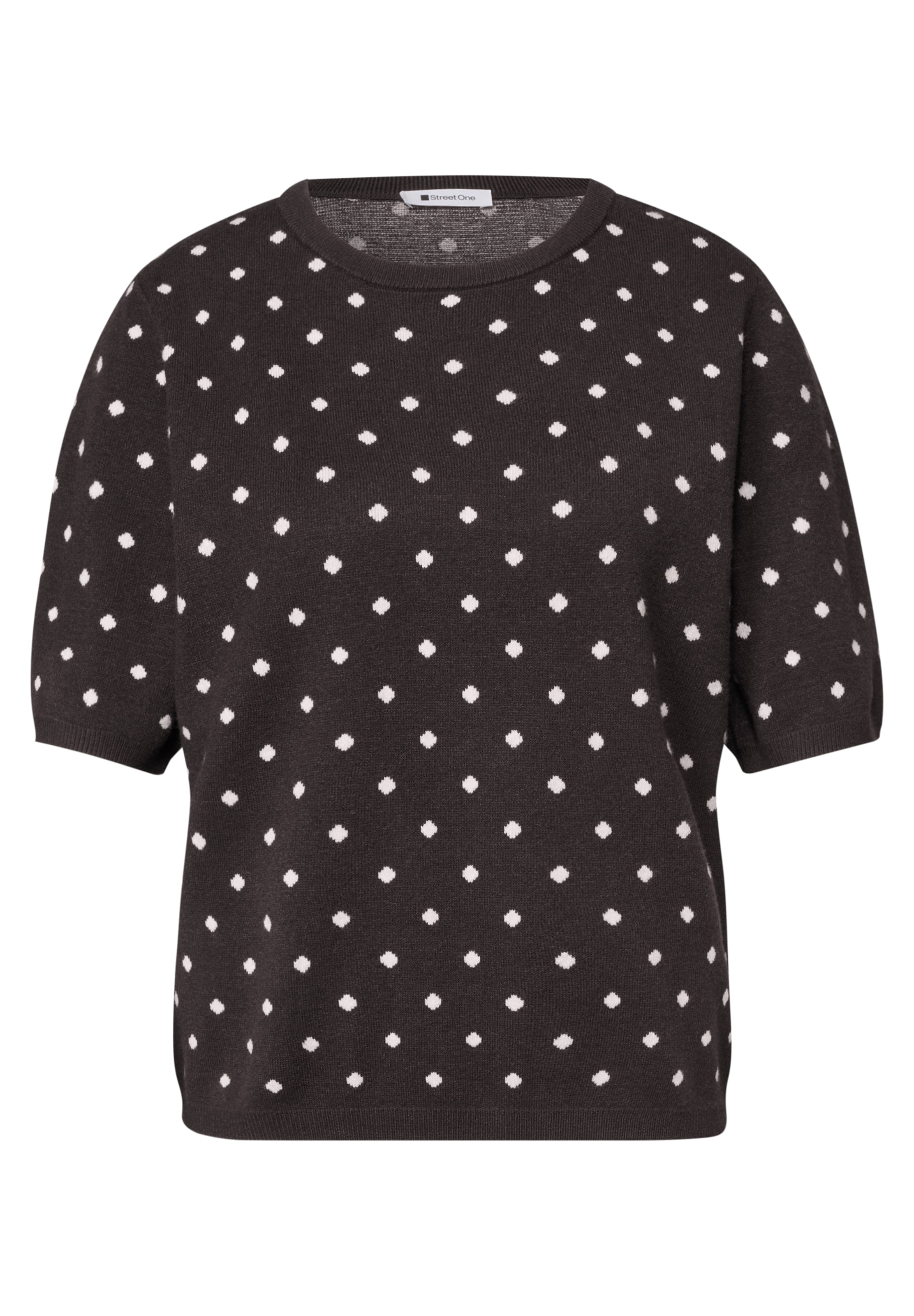 STREET ONE Kurzarm Pullover mit Rundhals und Muster in Braun: Vorderseite