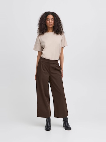 ICHI Wide leg Bandplooibroek 'Kate' in Bruin