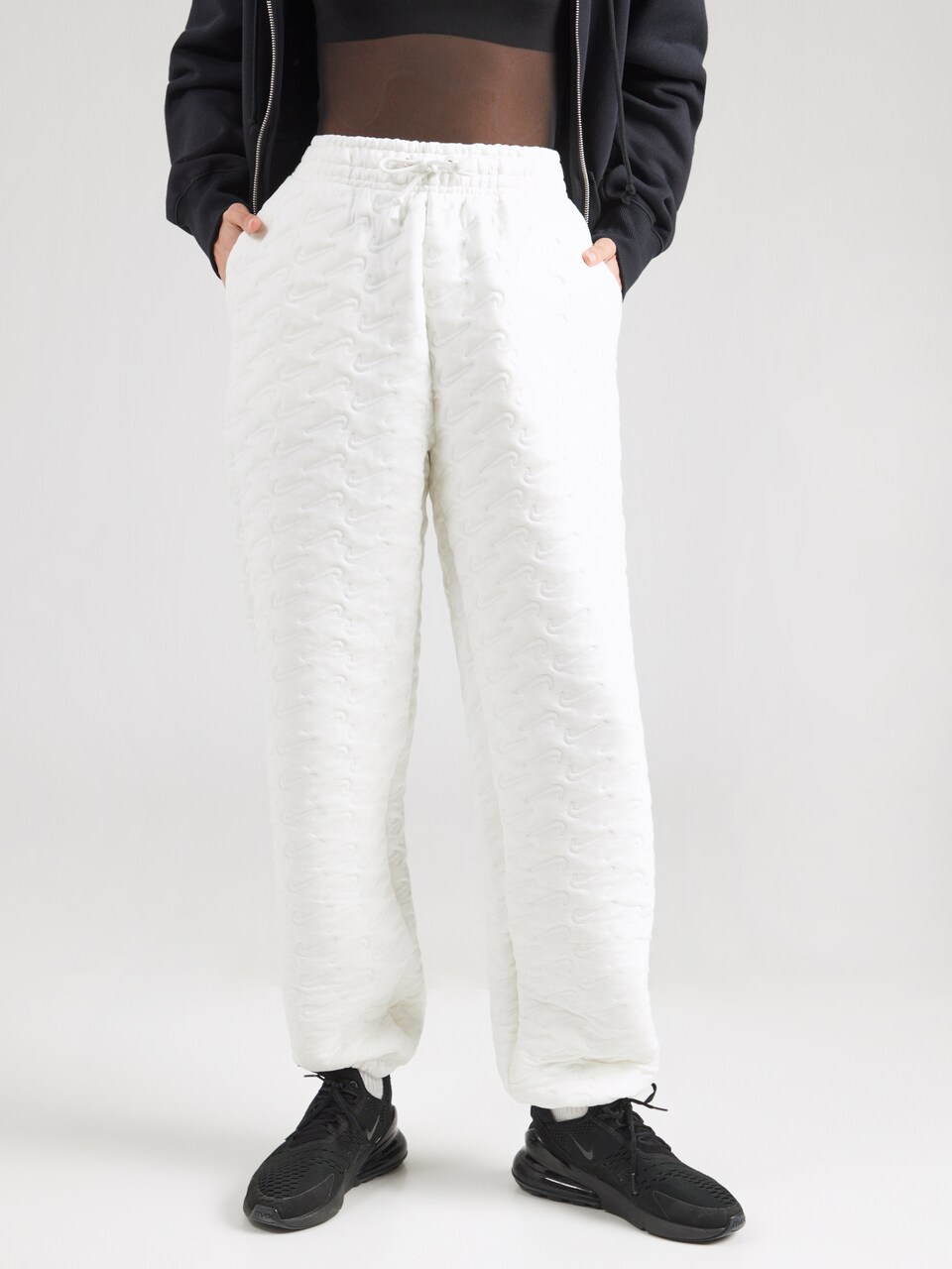Tapered Pantaloni 'Phoenix Fleece' de la Nike Sportswear pe alb: față