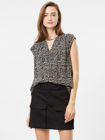 Cartoon Blouse in Black: front