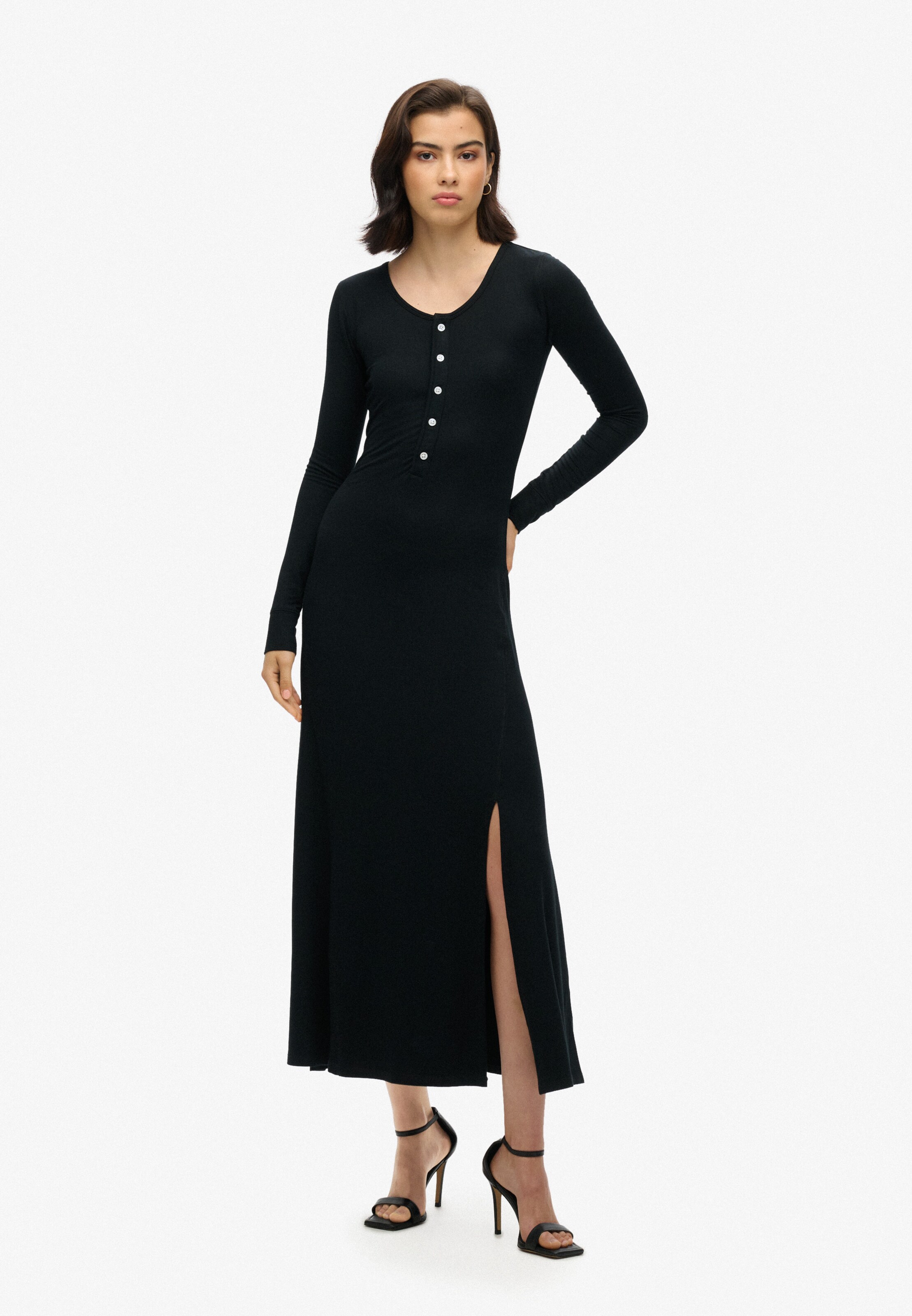 Superdry & Co Kleid 'Henley' in Schwarz: Vorderseite