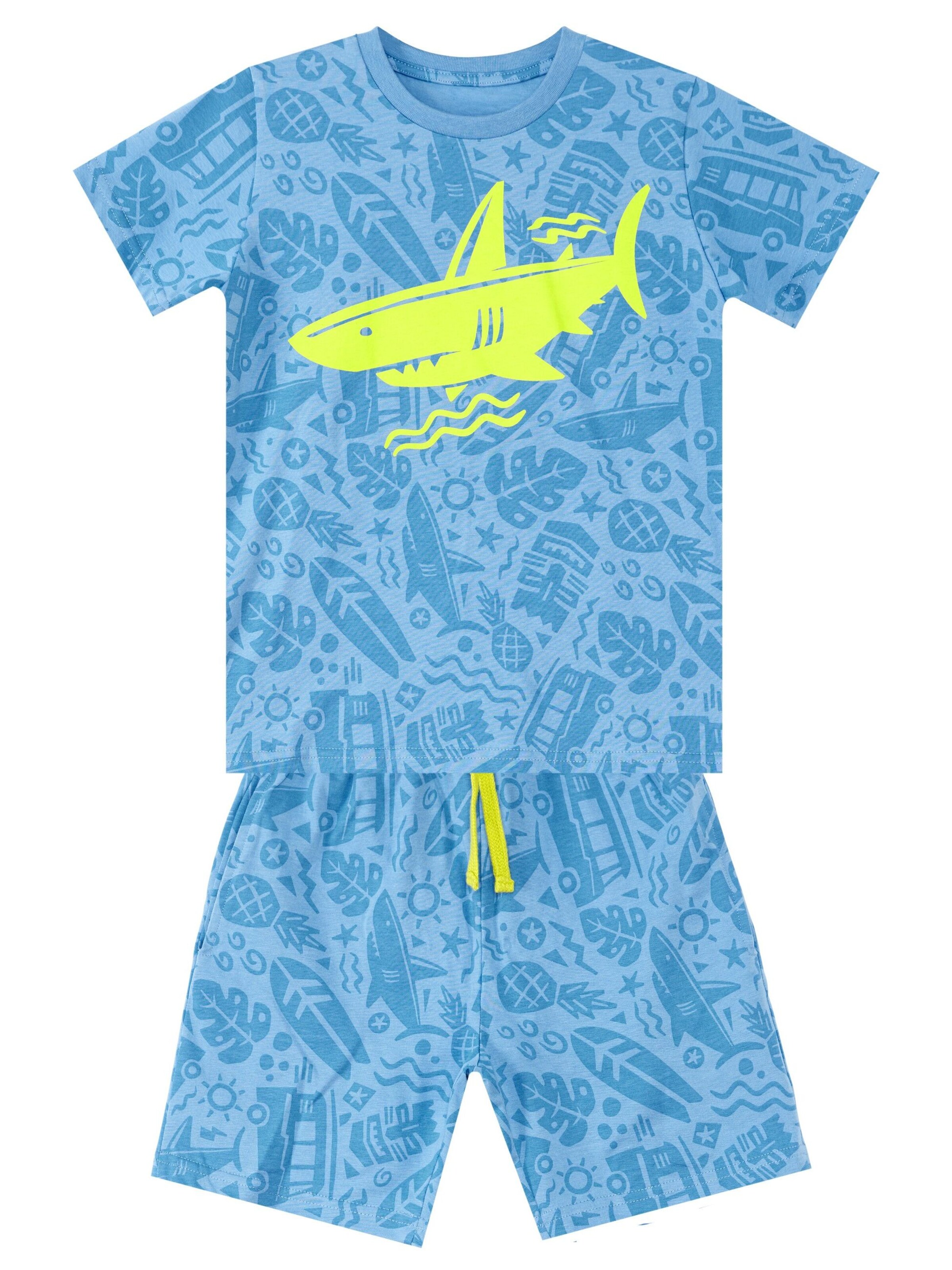 Denokids Tracksuit 'Shark Sea' in Blue: front