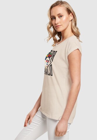 T-shirt 'Lettering Extended' Merchcode en beige