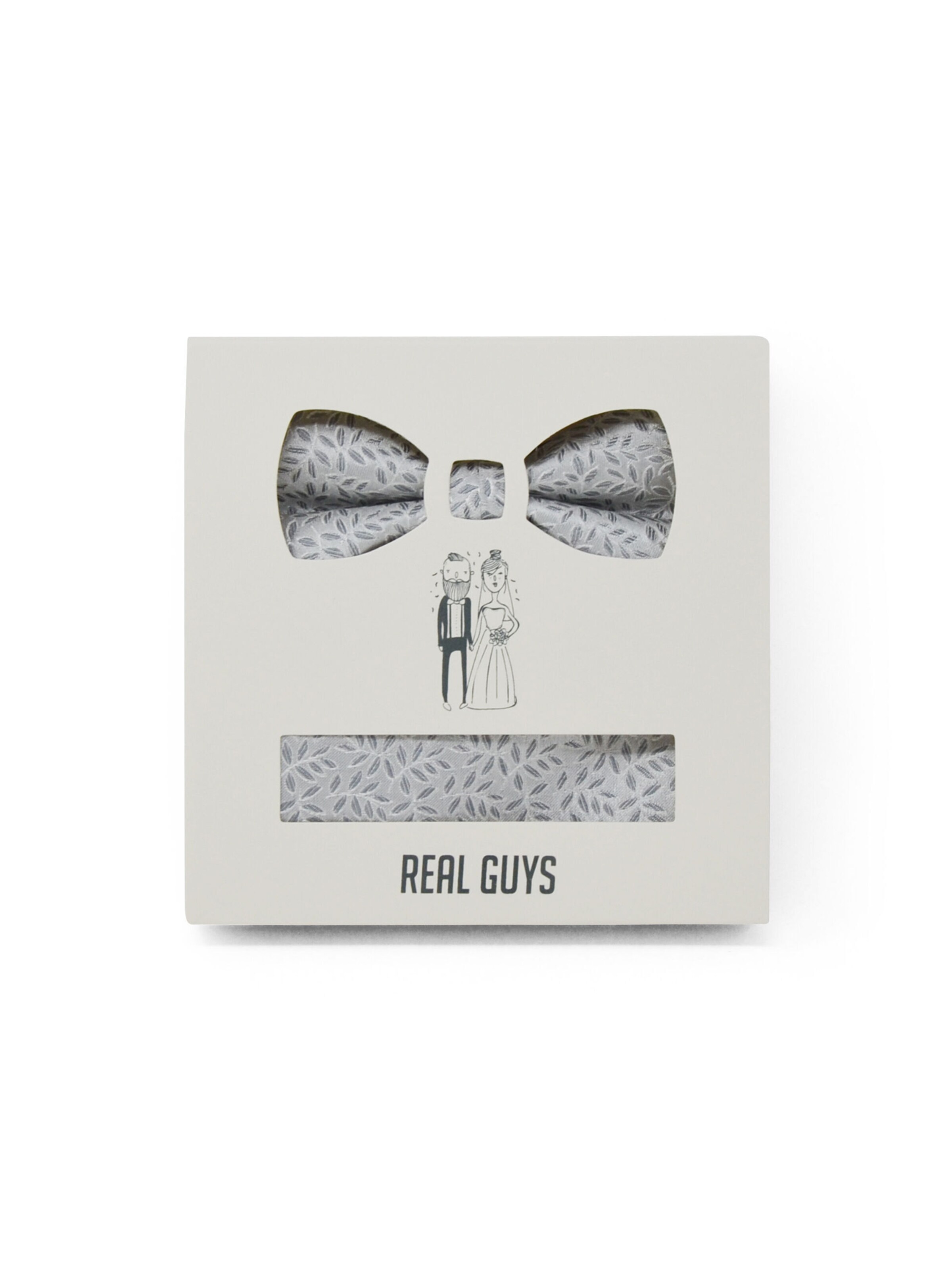 Real Guys Fliege-Set mit passendem Einstecktuch in edler Geschenkbox in Grau