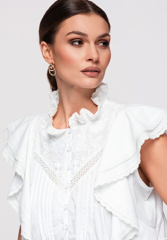 Ombre Bluse in Weiß