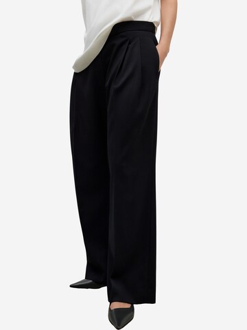 Wide leg Pantaloni con pieghe di Adolfo Dominguez in nero: frontale