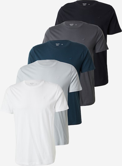 HOLLISTER Majica u tamo siva / petrol / pastelno zelena / crna / bijela, Pregled proizvoda