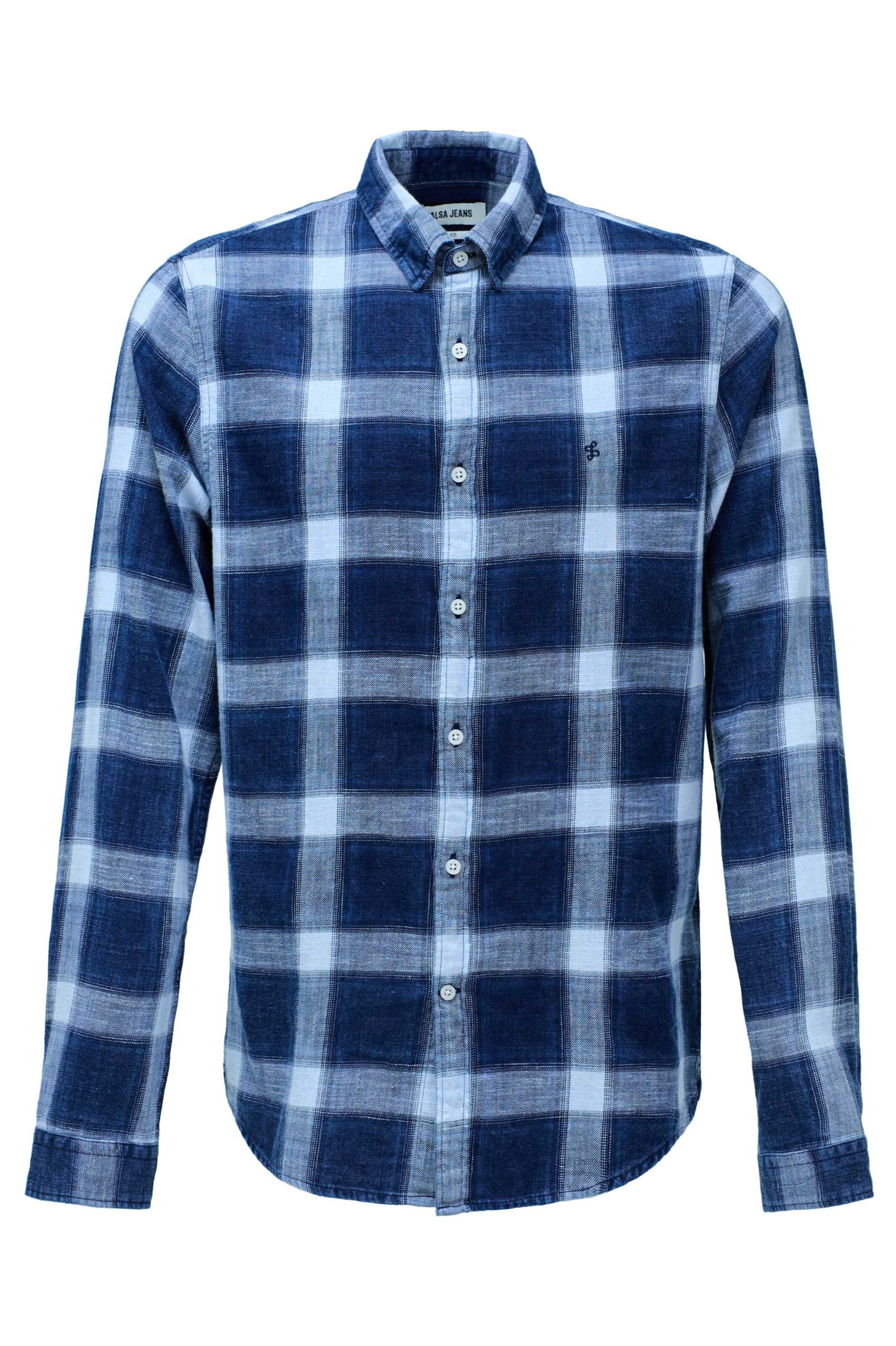 Salsa Jeans Regular fit Button Up Shirt 'Birmingham' in Blue: front