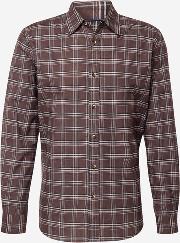 BURTON MENSWEAR LONDON Regular fit Button Up Shirt in Brown: front