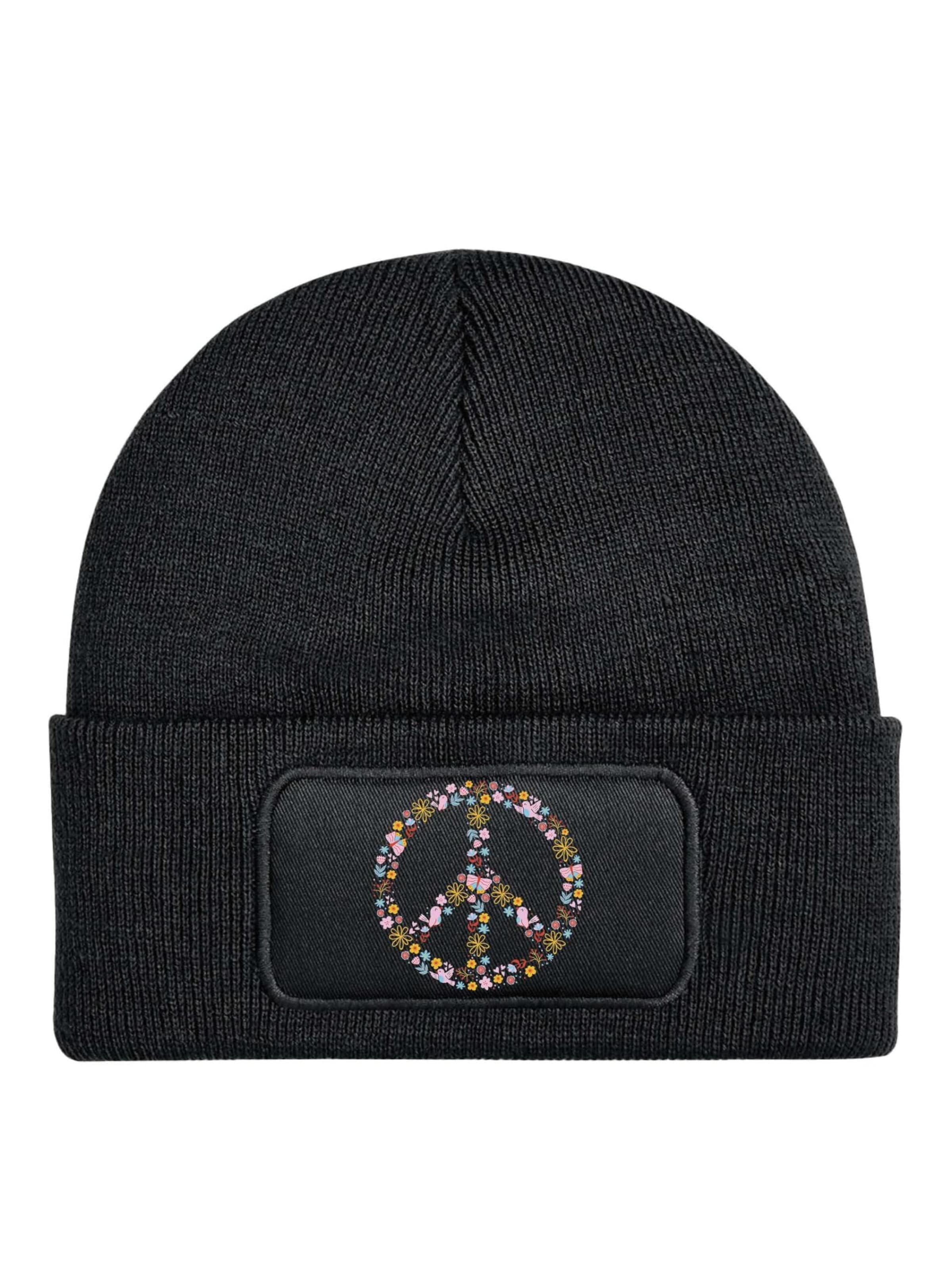 Youth Designz Mütze 'Peace'‌‌‌‌‌ in Schwarz: Vorderseite