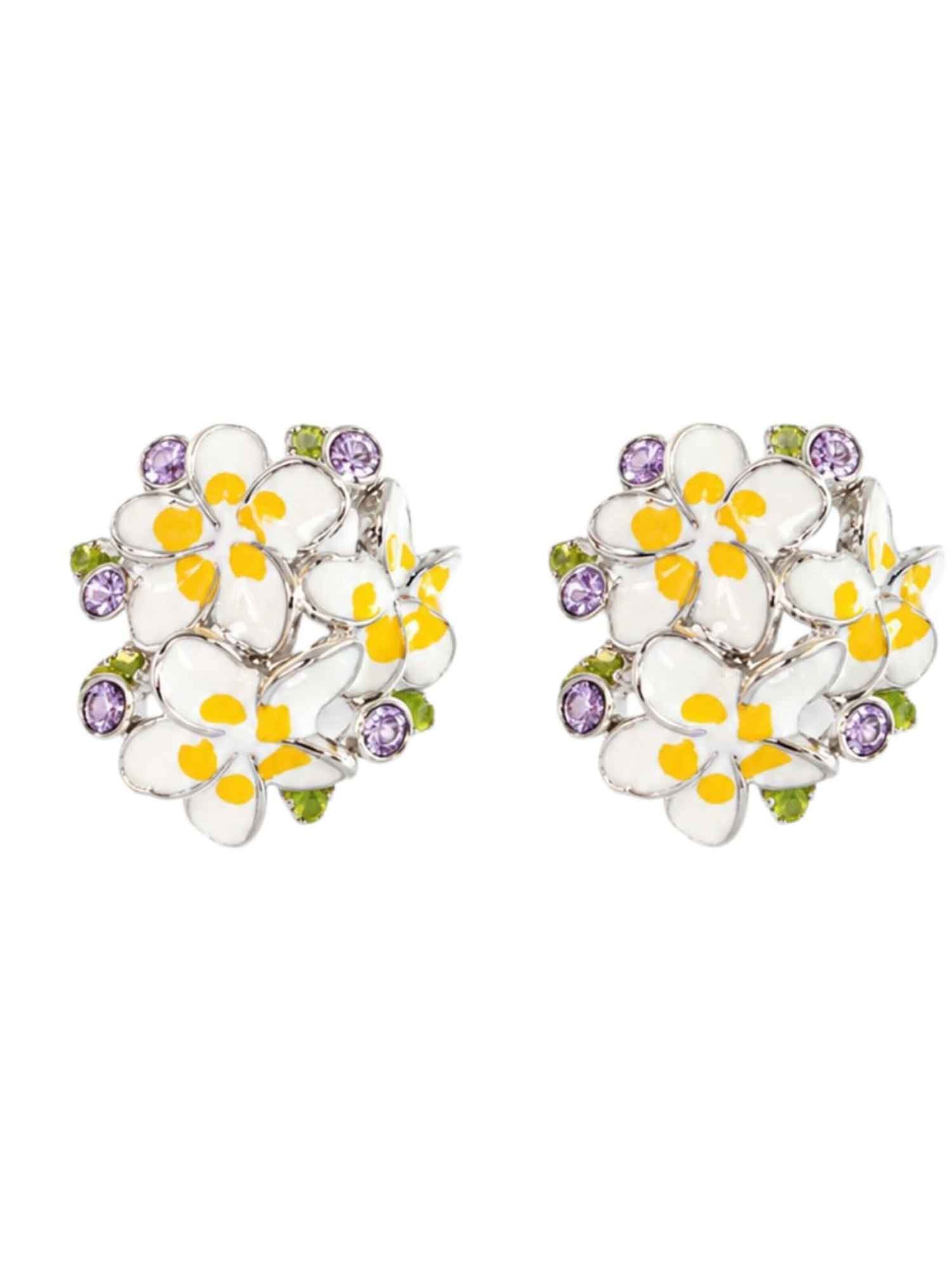 Boucles d'oreilles 'Violet Zirconia Flower Gold Earrings' RteRme en argent : devant