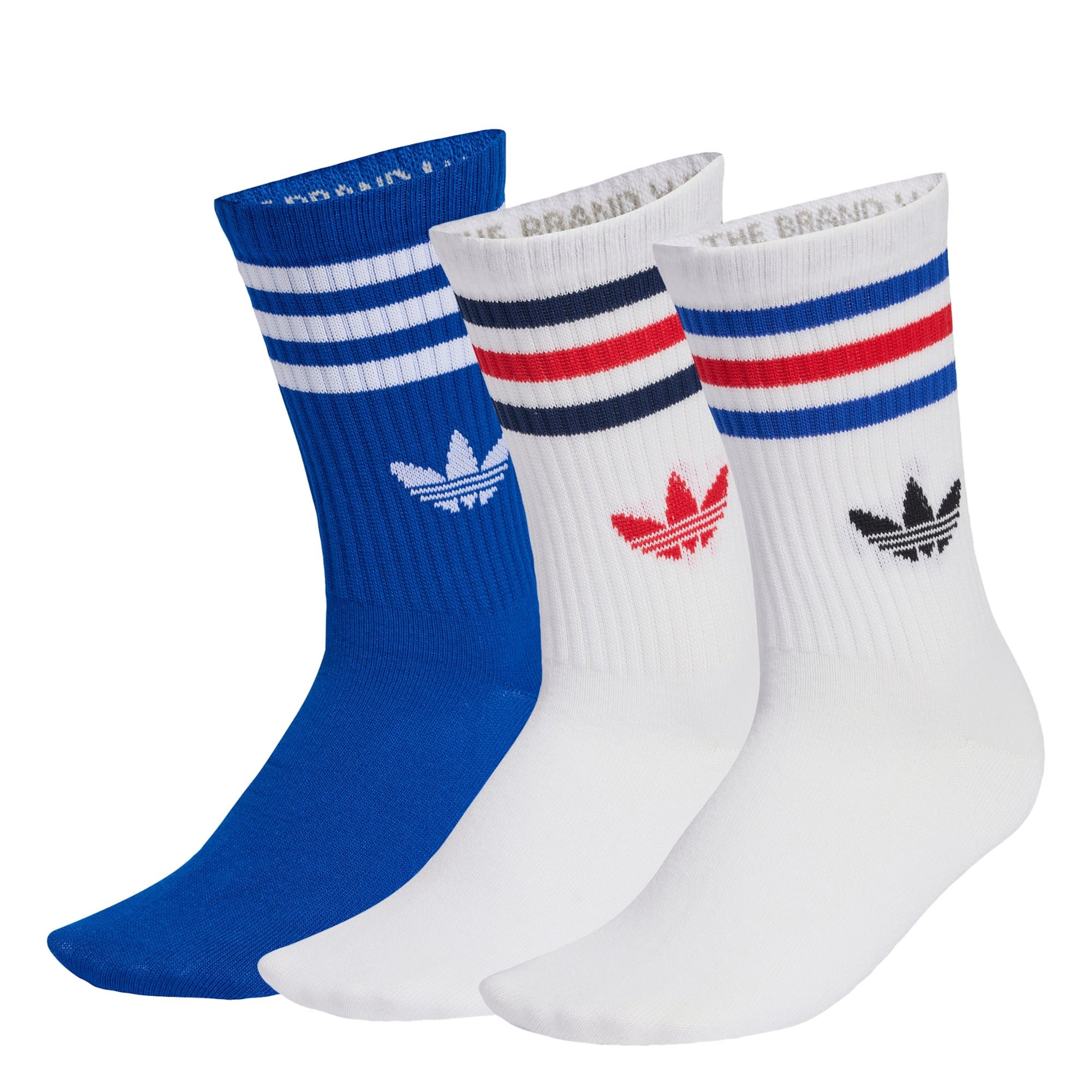 Chaussettes '3-Stripes Crew 3 Pairs' ADIDAS ORIGINALS en blanc : devant