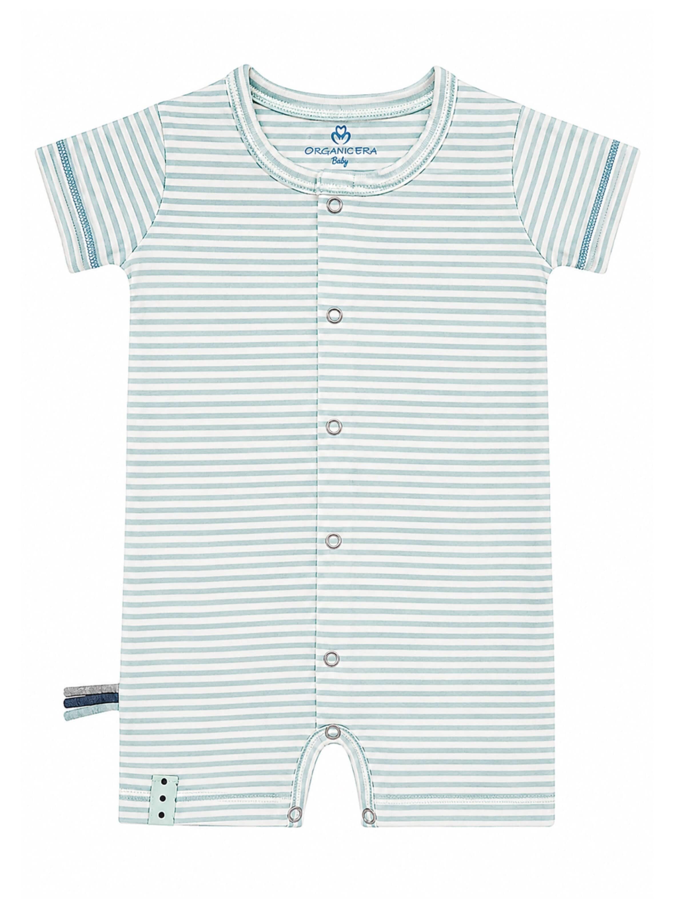 OrganicEra Strampler/Body 'OrganicEra Organic Baby Romper,Striped'‌‌ in Blau: Vorderseite