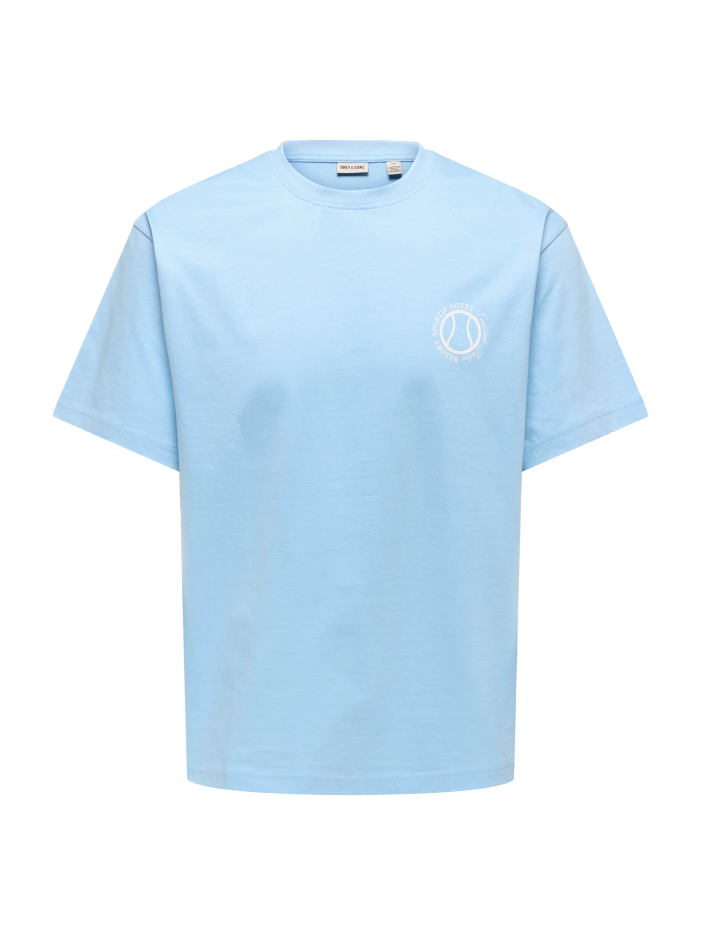 Only & Sons T-Shirt 'Fred Nadal Life' en bleu clair / blanc, Vue avec produit