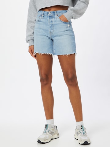 LEVI'S Jeans '501 MID THIGH SHORT' in Blauw: voorkant