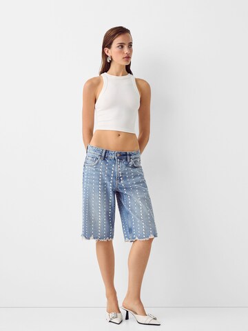 Bershka Voľný strih Džínsy - Modrá