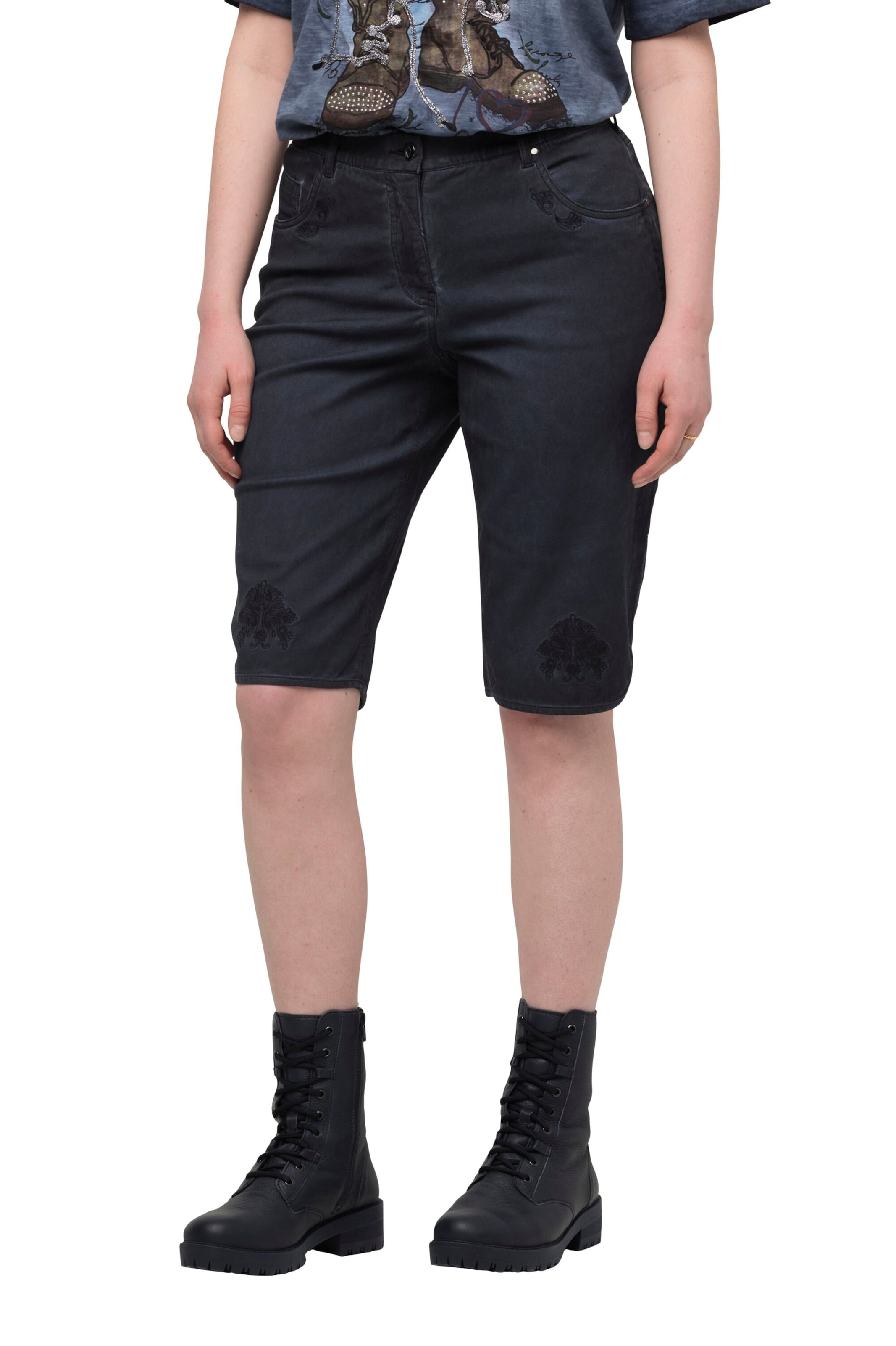 Ulla Popken Regular Broek in Blauw: voorkant