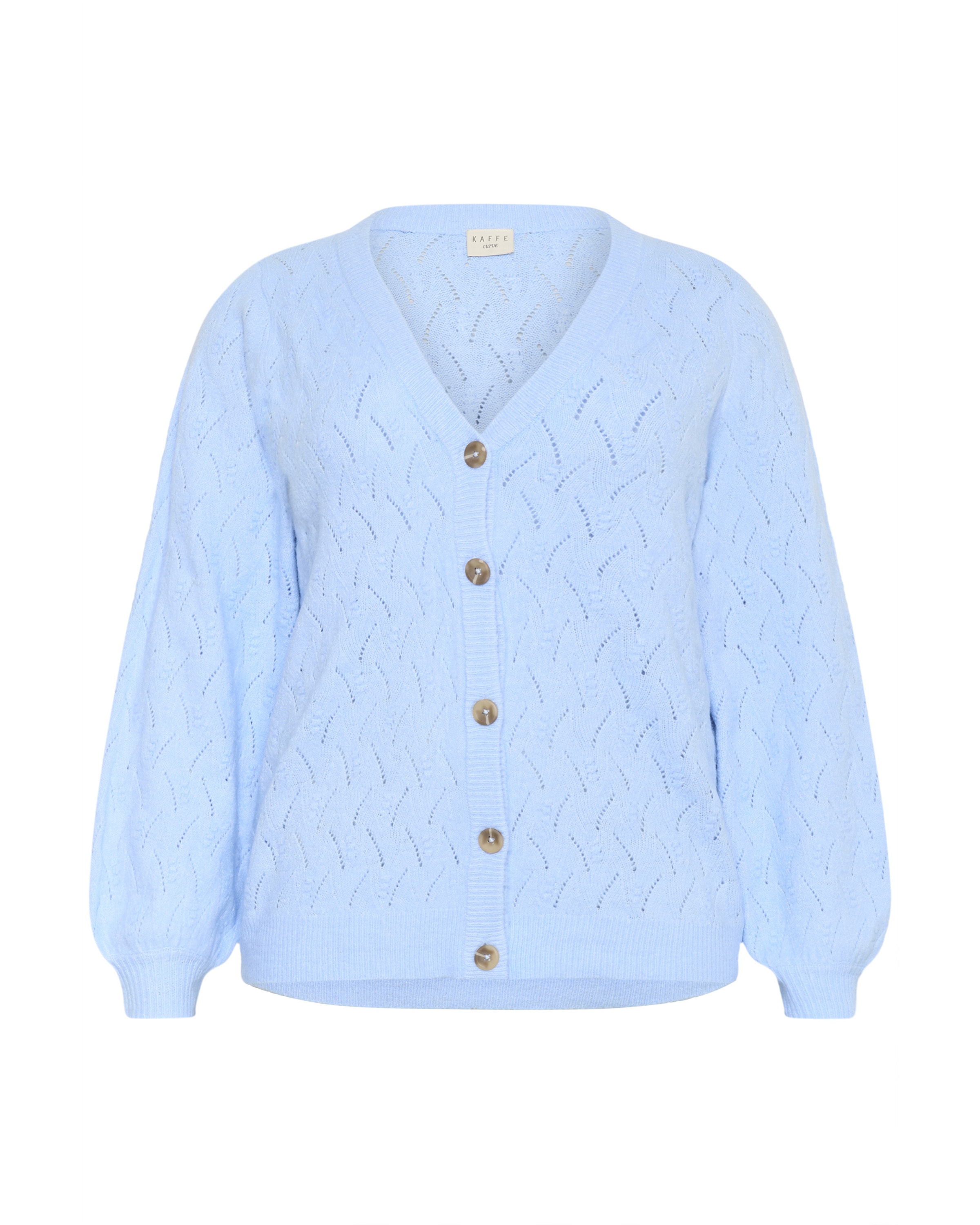 KAFFE CURVE Strickjacke 'Anita' in Blau: Vorderseite