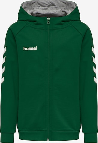 Hummel Athletic Zip-Up Hoodie in Green: front