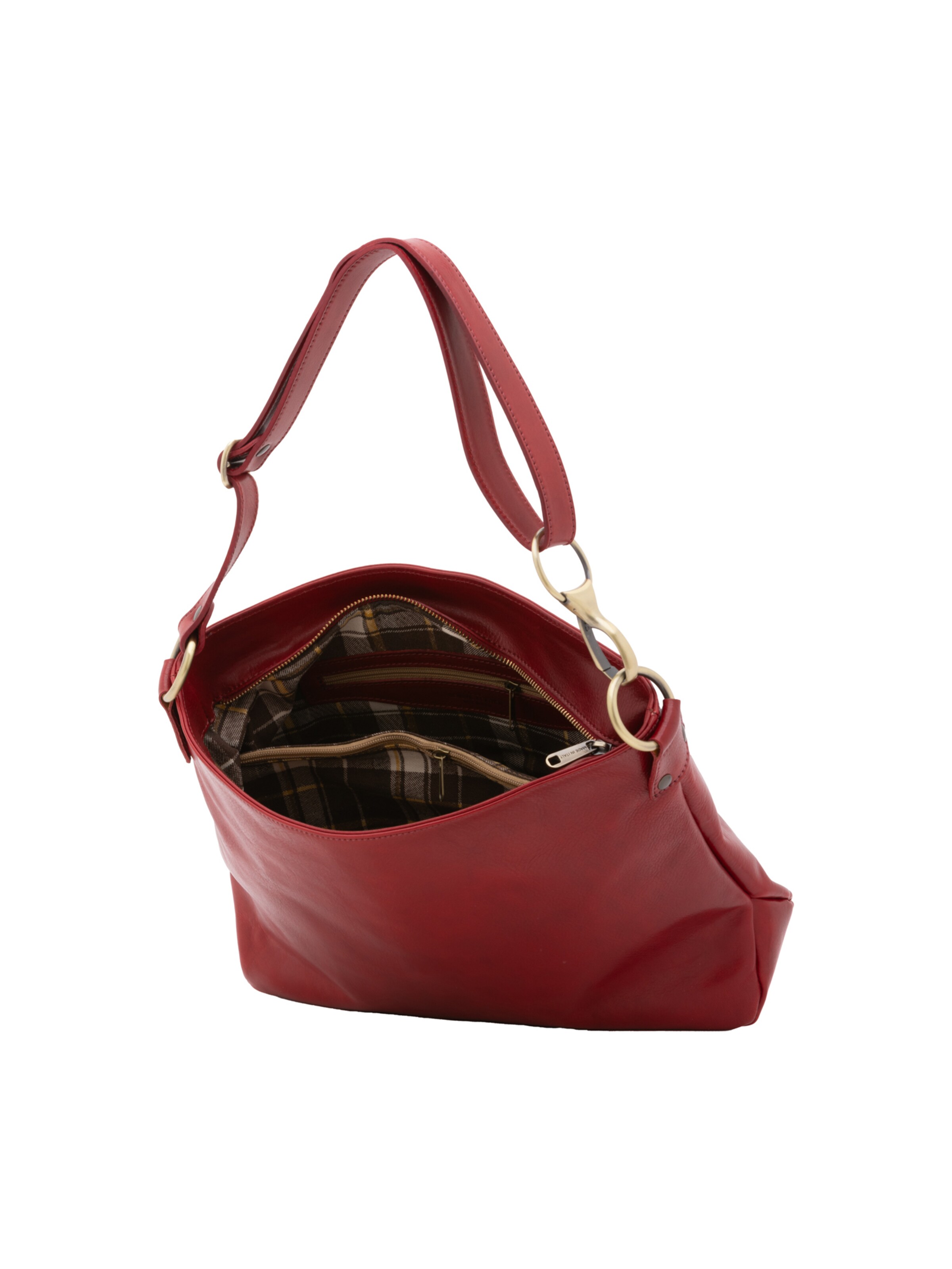 Borsa a spalla 'Borsa a Spalla Donna Pelle Vacchetta - Tracolla Regolabile e Zip' di I Fratelli in rosso