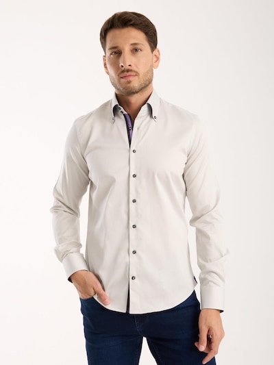 7Camicie Camisa de negocios 'Roma Iconic Satin Man Shirt Green' en gris, Vista del producto