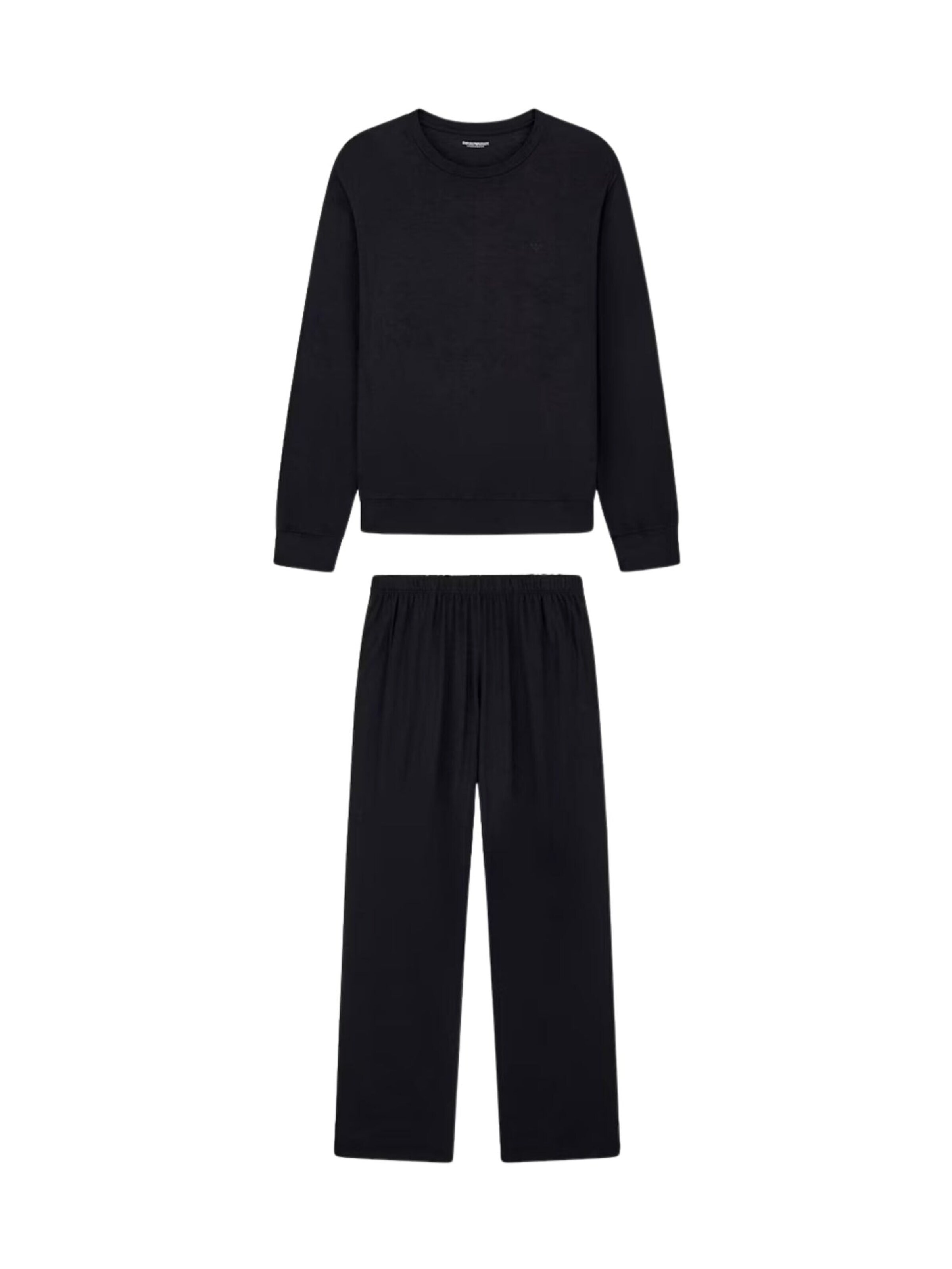 Emporio Armani Long Pajamas 'Tech Wool jersey long pyjamas' in Black: front