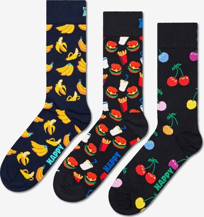 Happy Socks Chaussettes 'Classic Banana' en bleu marine / jaune / vert / rouge, Vue avec produit