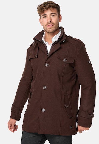 INDICODE JEANS Between-Seasons Coat 'Brandon' in Brown: front