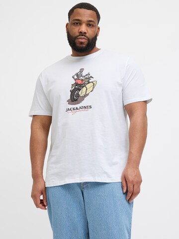 Jack & Jones Plus Shirt 'JORSkull Coast' in Wit: voorkant